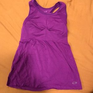 Purple empire waist workout top with built in bra